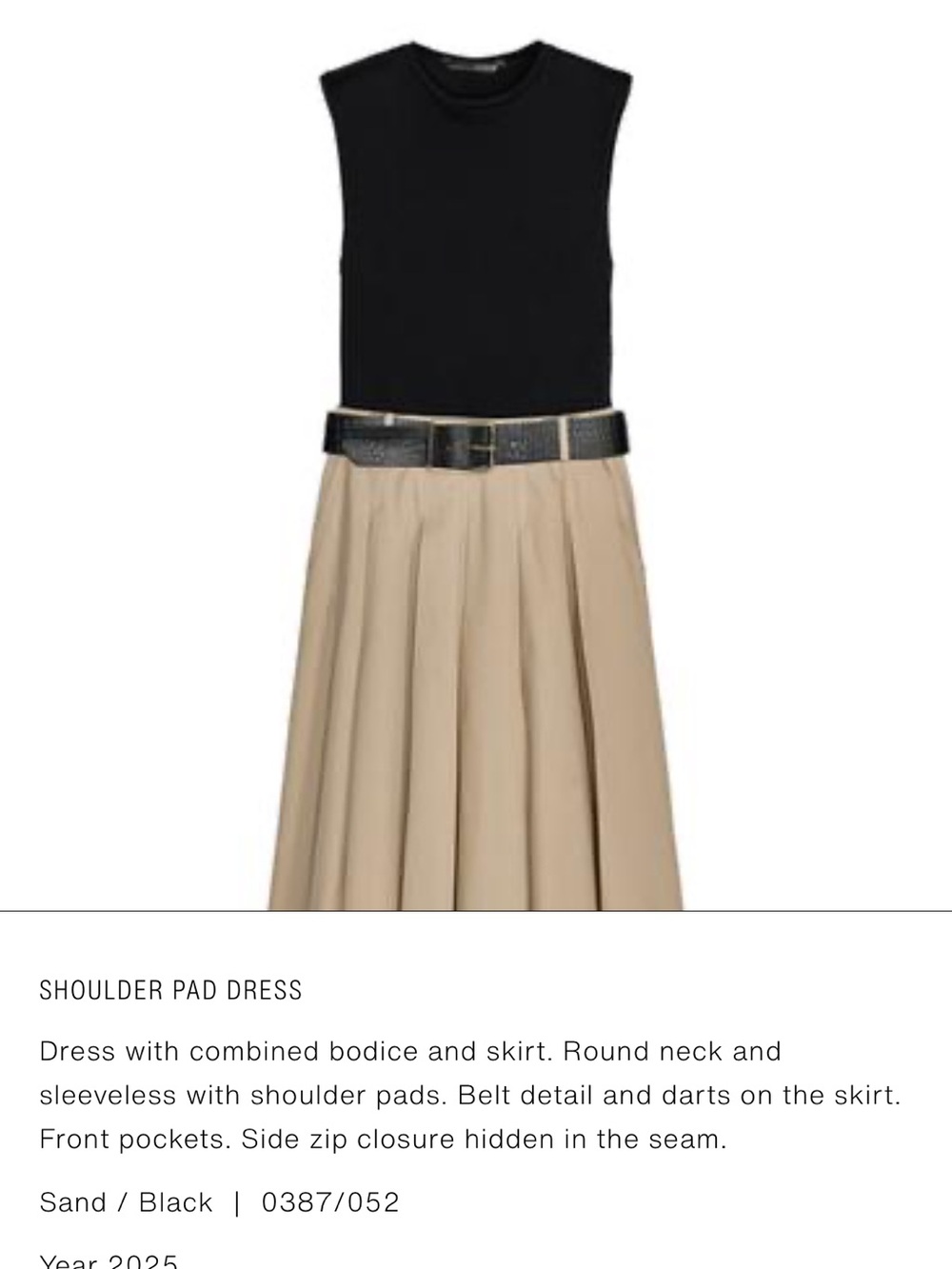 Zara Black Bodice with Sand Pleated Midi Skirt